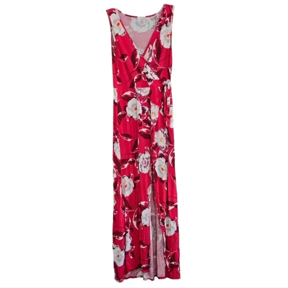 See You Monday | Red Floral Faux Wrap Dress Sz XL ~ 3/$15